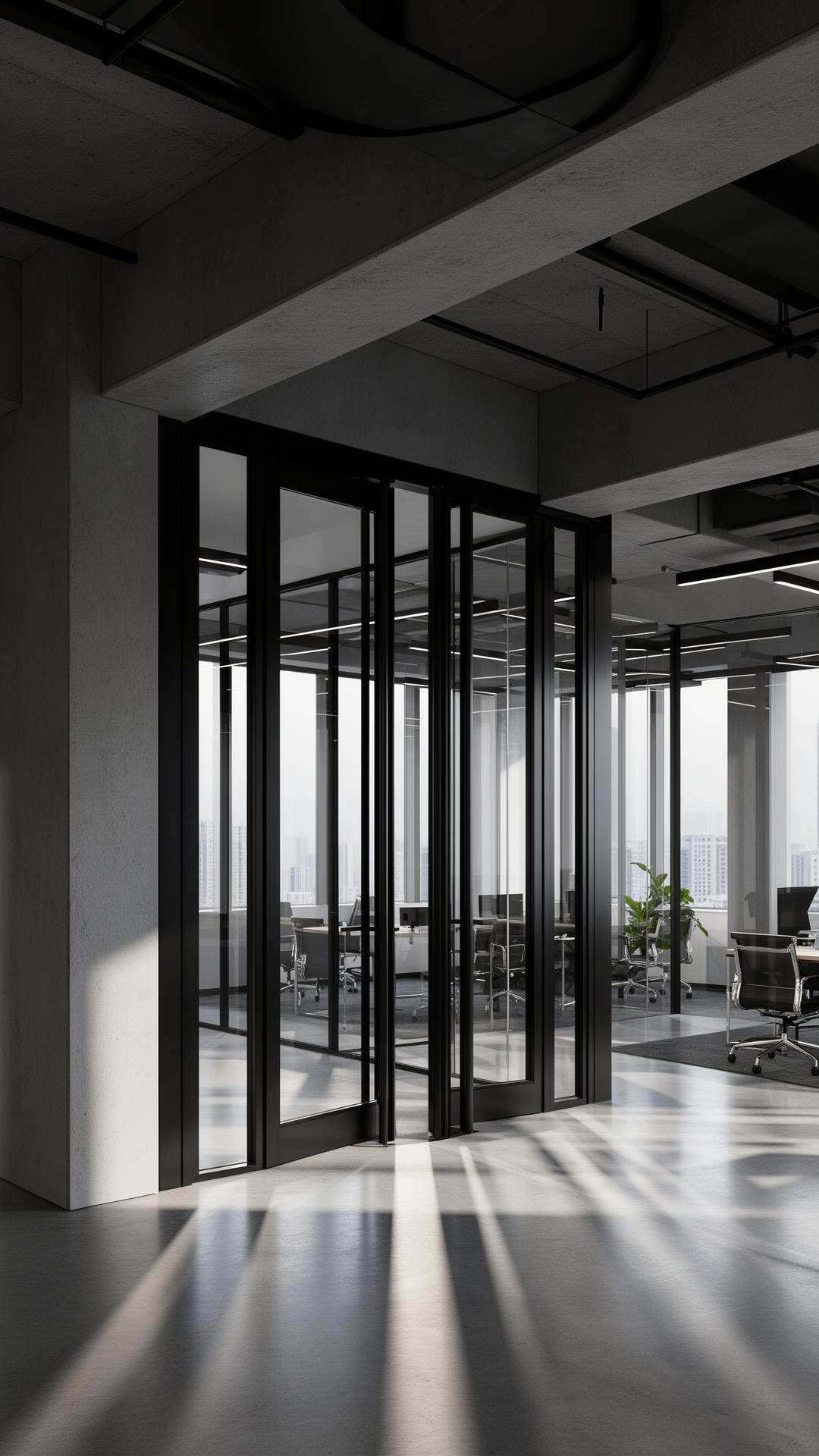 Steel and glass partition wall